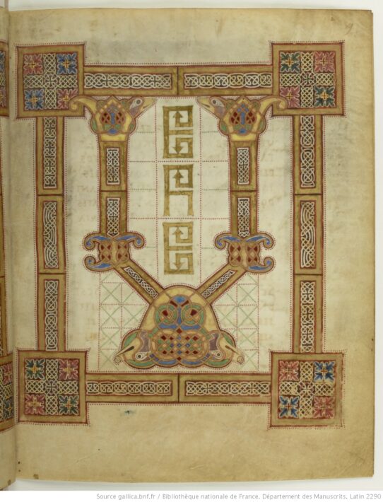 Enluminures issues d'un manuscrit carolingien (Sacramentaire de Saint-Denis, IXe siècle)